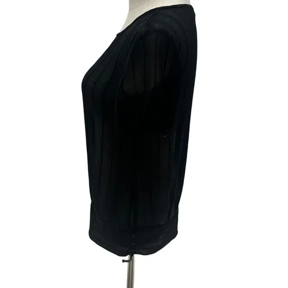 Banana Republic Black Sheer Striped Scoop Neck Short Sleeve Top- XS - Picture 3 of 8